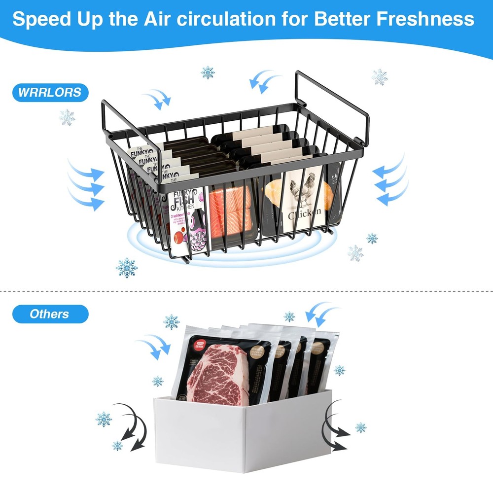 Freezer Organizers Bins with Folding Handles，4 Pack Stackable Upright Freezer...