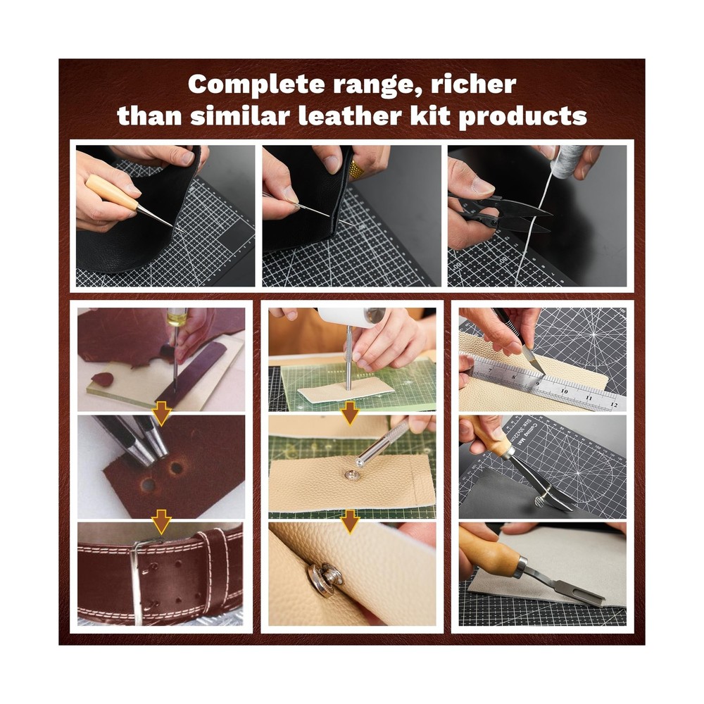 SAKERNEO Professional Leather Working Tools Kit with 52 Stamping Molds, Multi...