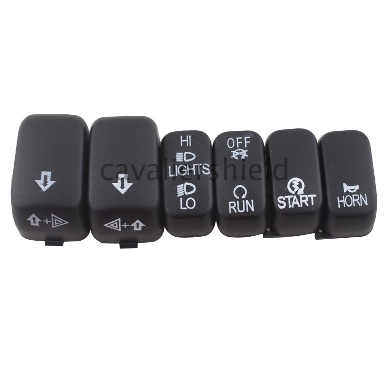 6pcs Black Hand Control Switch Housing Button Cover Caps For Harley Dyna Softail