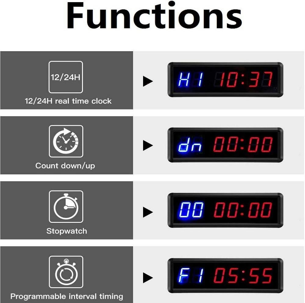 1.5" LED Gym Interval Timer Remote Control Stopwatch