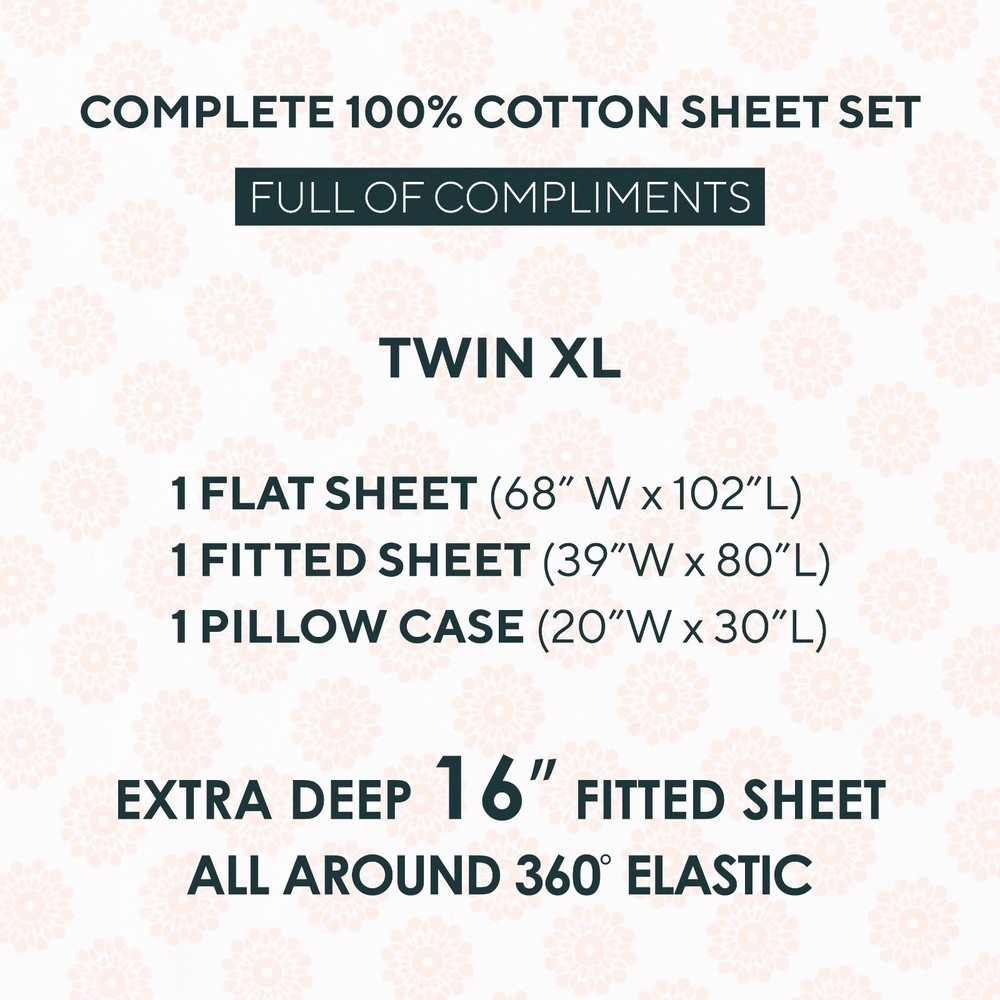 4-Piece Bed Sheet Set 100% Cotton Flat Fitted Sheets queen sheet set deep pocket