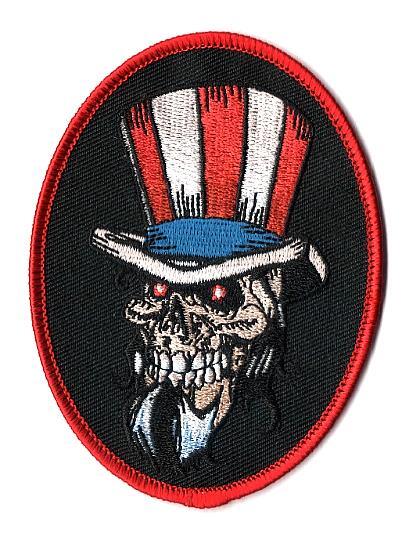 Uncle Sam Skull Iron On Sew On Embroidered  Patch 3" X 4"