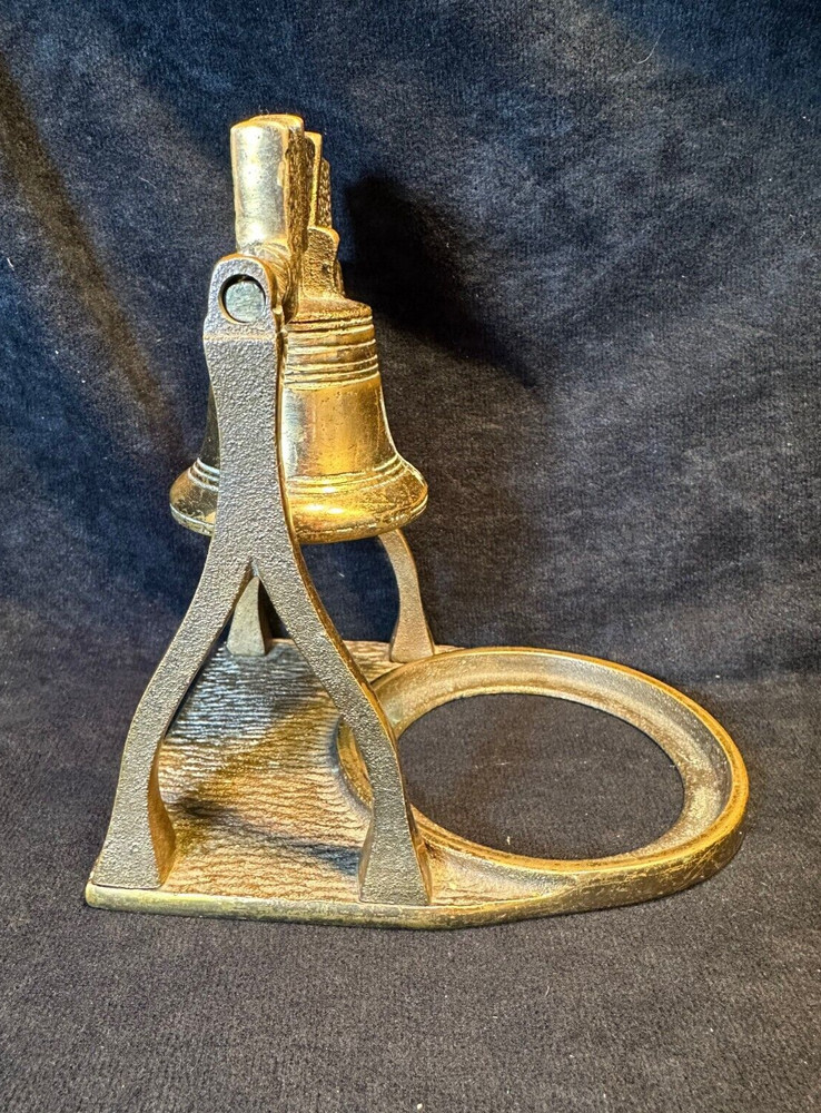 Vintage Solid Brass Liberty Bell Ashtray Holder