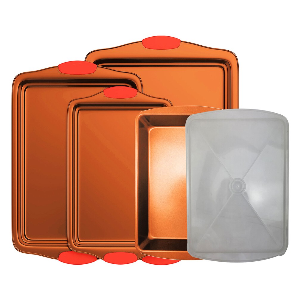 NutriChef Home Kitchen Bake Pan Cookie Sheet Stackable Baking Tray Set