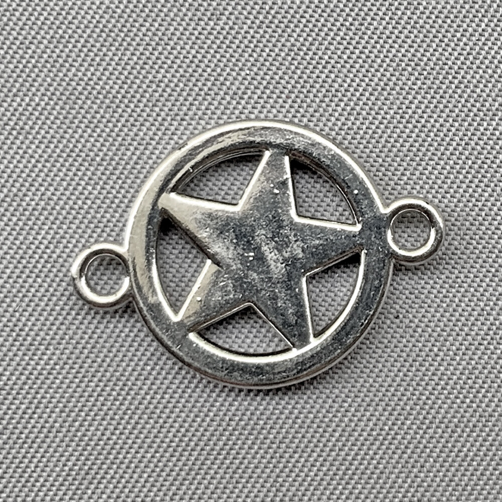 Clear Crystal Star 2 Loop Connectors 21mm Silver Plated Alloy Q6 Links Per Pkg