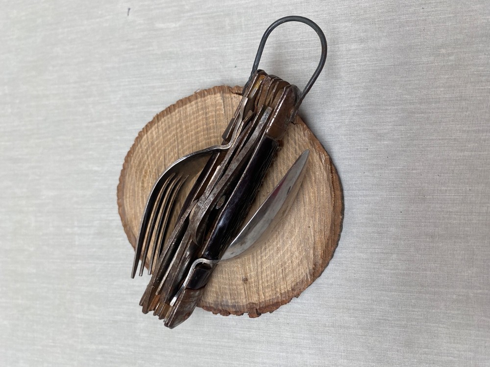 Rustic Camping Folding Utility Knife Spoon Fork | Rustic Utensil Display