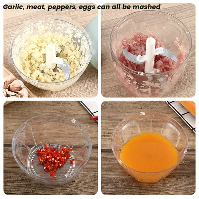 Manual Food Processor, Vegetable Chopper -Easy Pull Hand String- Portable 5oo ml