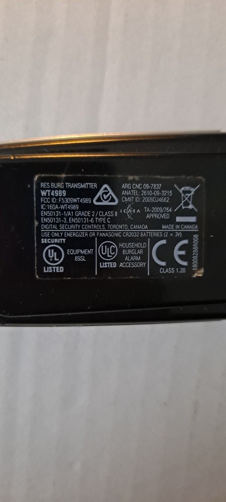 HOME SECURITY ALARM TRANSMITTER REMOTE KEYLESS WT4989