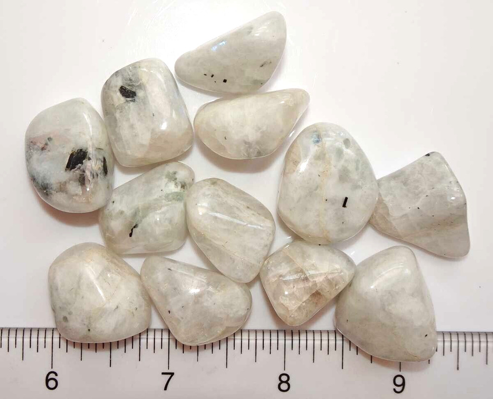 Rainbow Moonstone - 12 Tumbled stones rt663b