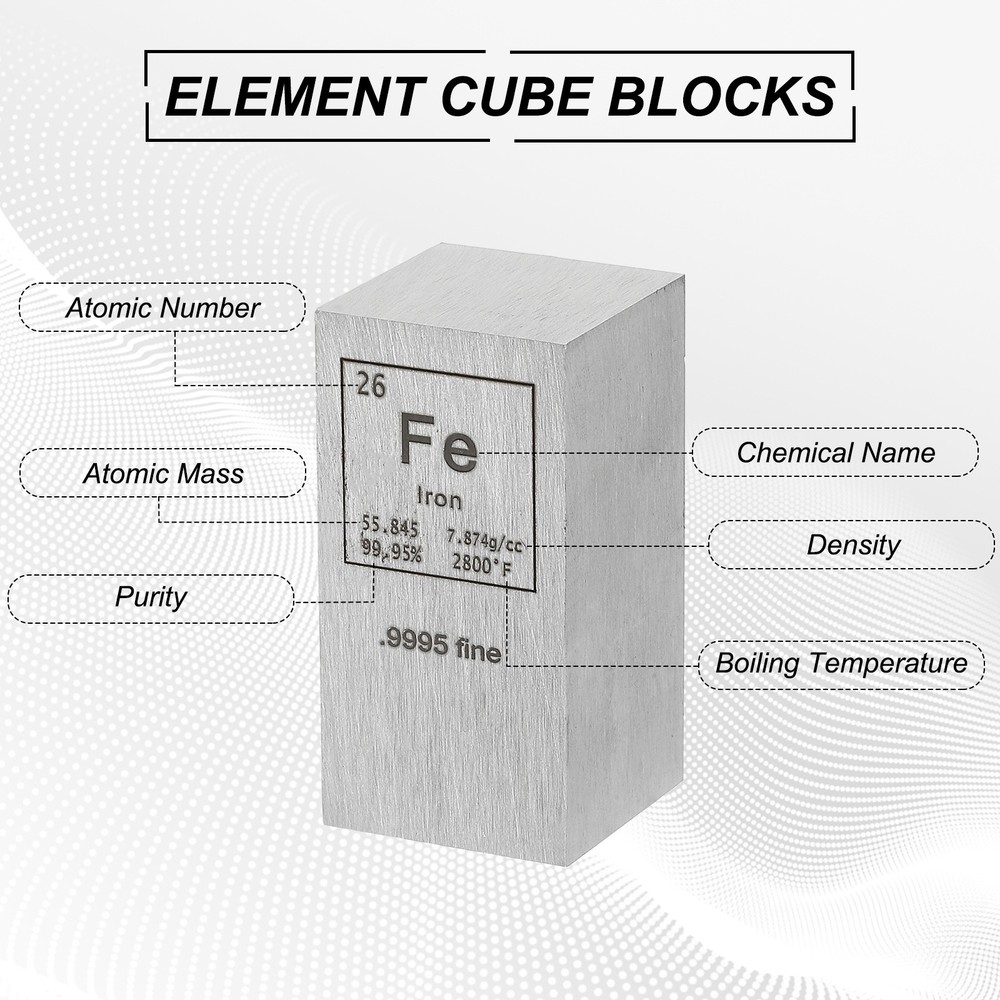 Iron Cube 1x1x2" Fe Density Stick High Density Element Rod