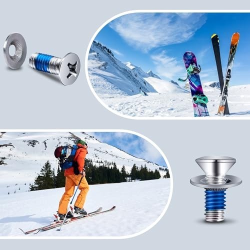 64Pcs Snowboard Binding Screw Set - Mounting Screws & Washers for Skiing Accesso