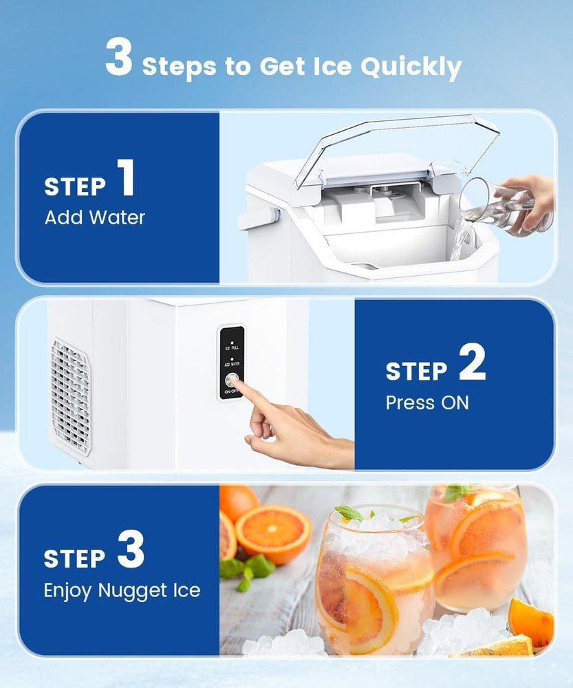 Countertop Ice Maker Machine with Handle, 34LBS/24H