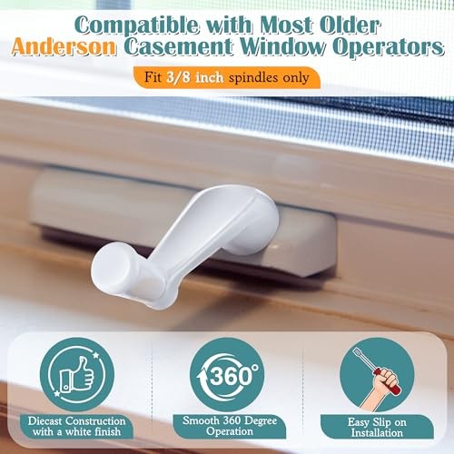 Pack 3/8'' Spline Socket Crank Handle with Tee Handle Casement Operator, 4