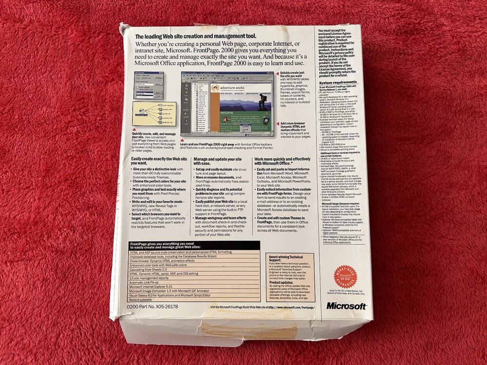 Microsoft Front Page 2000 (CD) for Windows 98 NT | web design tool w PRODUCT KEY