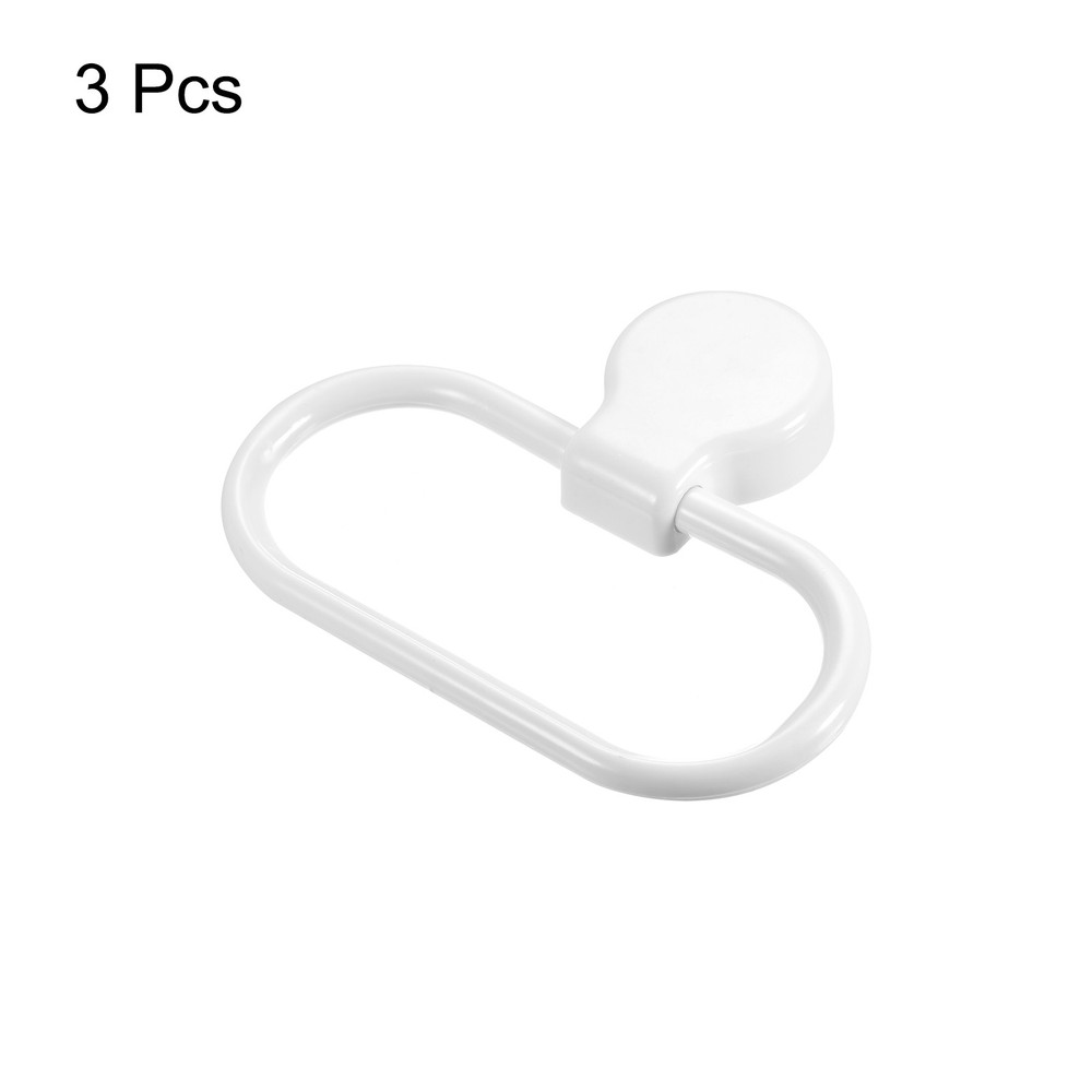 3 Pack Wall Mounted Oval Towel Ring Self-Adhesive for Bathroom White