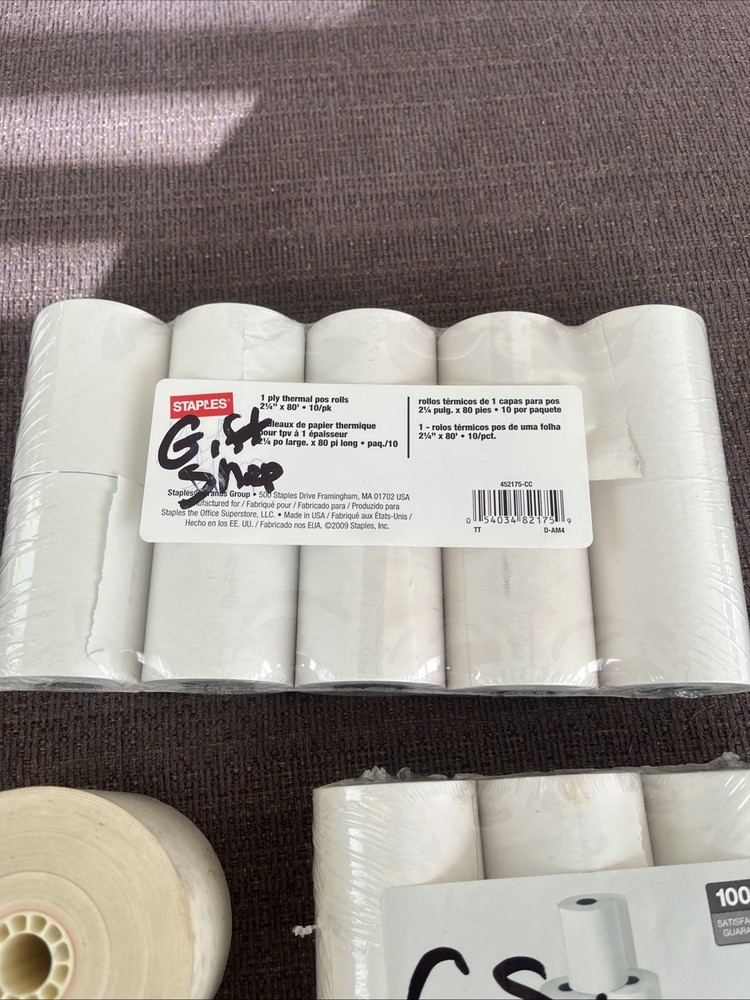STAPLES thermal POS Rolls 2 1/4" Plus Extra Rolls