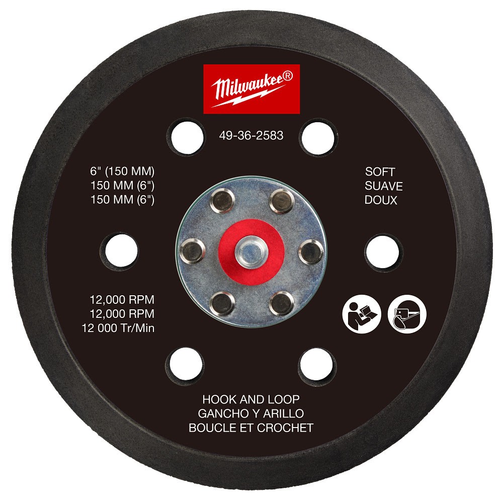 Milwaukee 49-36-2583 6in Hook and Loop Soft Sander Backing Pad