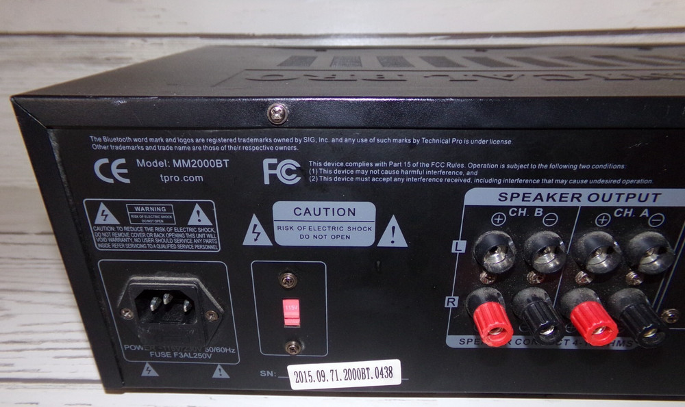 Technical Pro MM2000BT Bluetooth Mixer Amplifier 2000W USB