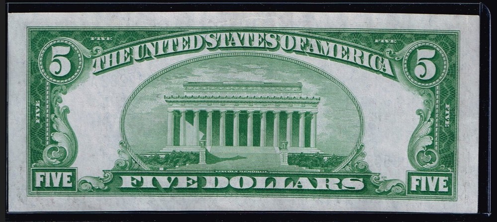 $5 1934A Silver Certificate. TOUGH DA BLOCK MULE. GEM Uncirculated