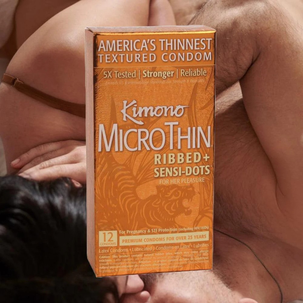 Kimono MicroThin Ribbed + Sensi-Dots Condoms | 12-Pack