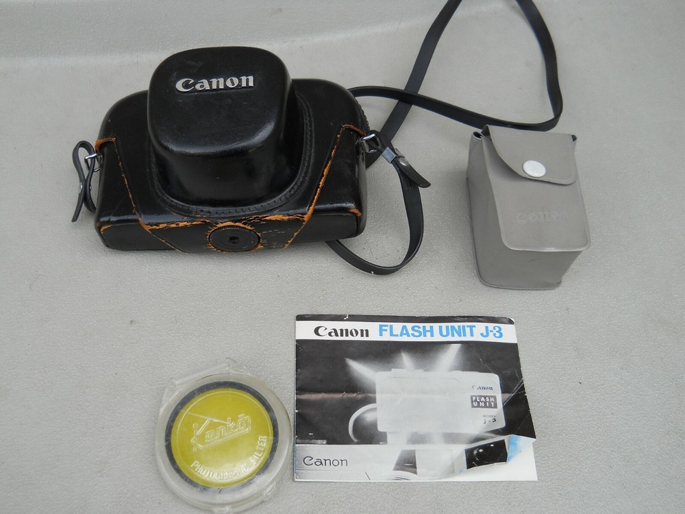 Canon Canonet S 35 mm Camera W/J-3 Flash Leather Camera Case Untested