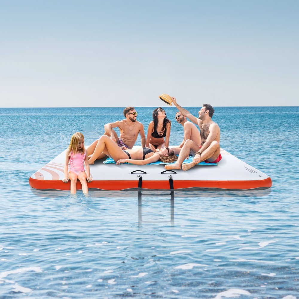VEVOR Inflatable Floating Dock 10x10FT Inflatable Dock Platform Mat with Ladder