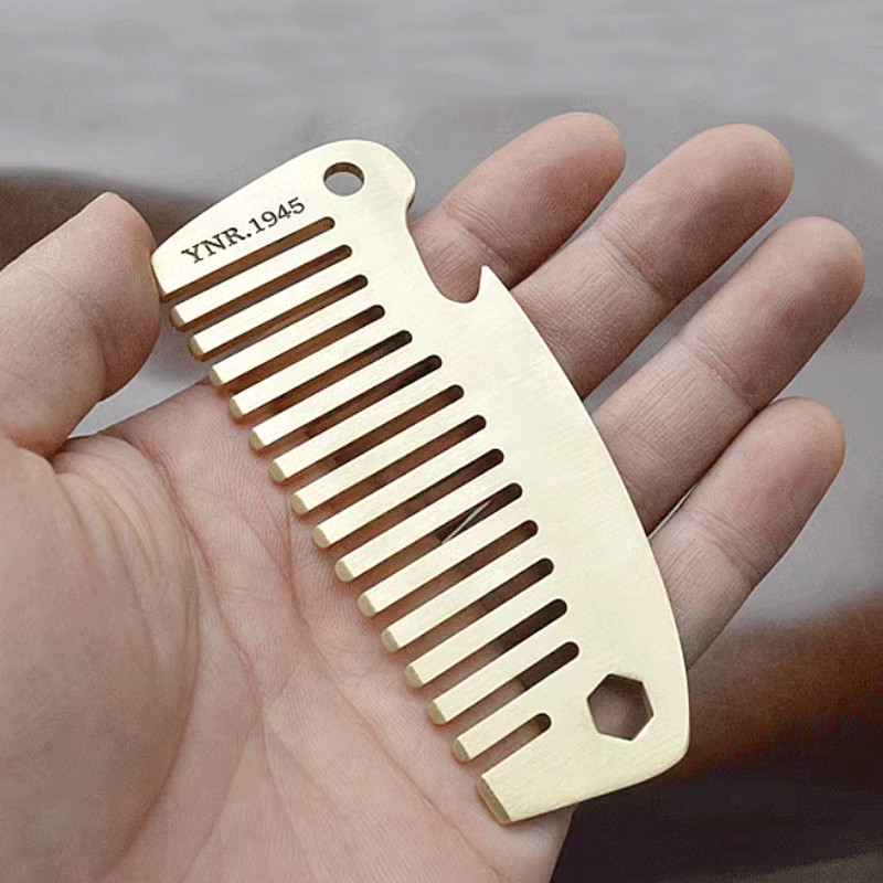 Solid Brass Comb Pocket Multi Tools Comb Bottle Opener Wrench Man EDC Gift