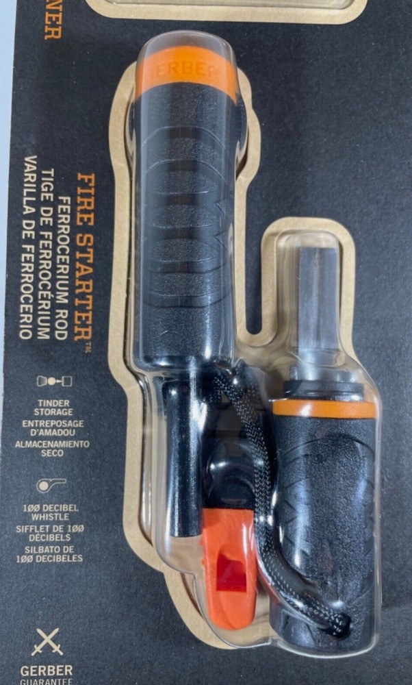 (2 PACK) GERBER Survival Set Paraframe Knife, Fire Starter, Sharpener, Whistle