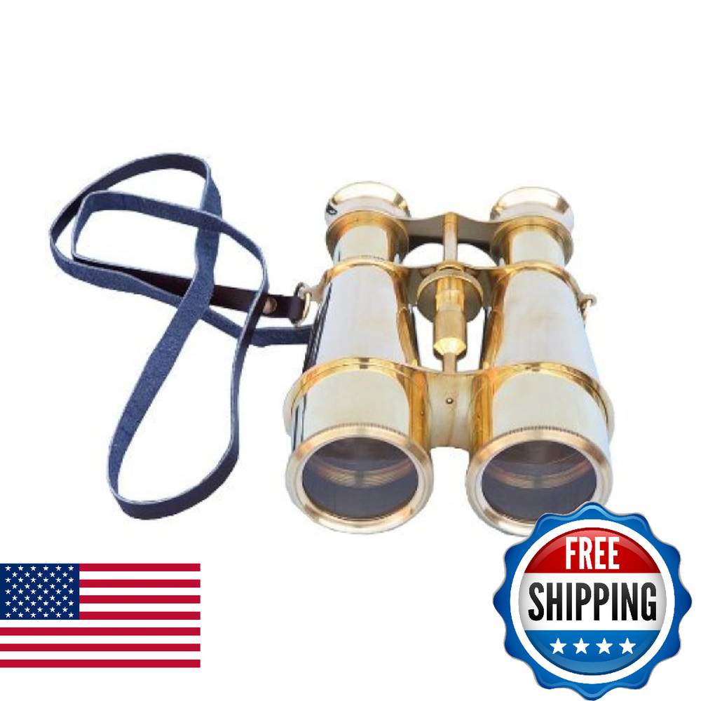 Hampton Nautical Captain's Solid Brass Binoculars, 6", Brass