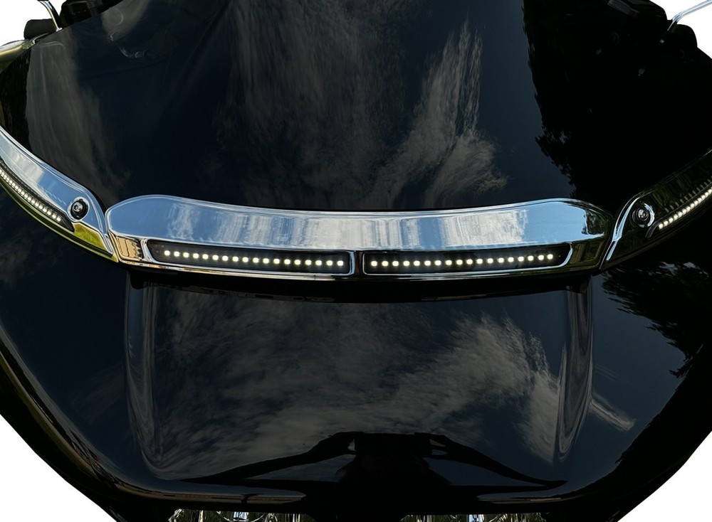 Custom Dynamics Chrome LED Windshield Trim (CD-RG-CV-W-C)