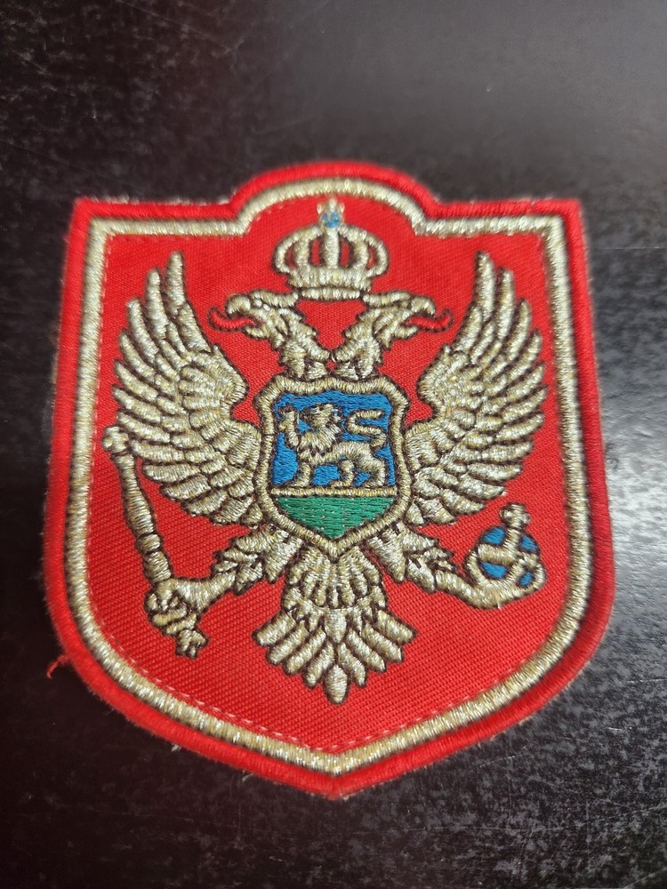 Montenegro Armed Forces Coat of Arms Patch Embroidered Double Eagle Hook & Loop