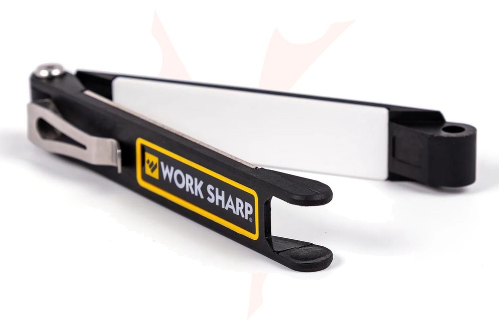 Work Sharp Folding Field Sharpener, 400 Grit and Ceramic Plates, Pocket Clip