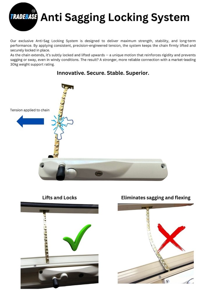 TRADEBASE Window Winder Silver Right Hand - Lockable