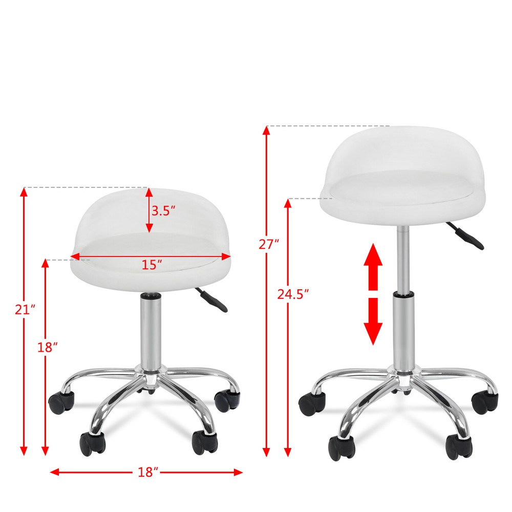 2 PCS Leather Salon Stool with Back Rest Saddle Rolling Hydraulic Spa Stools