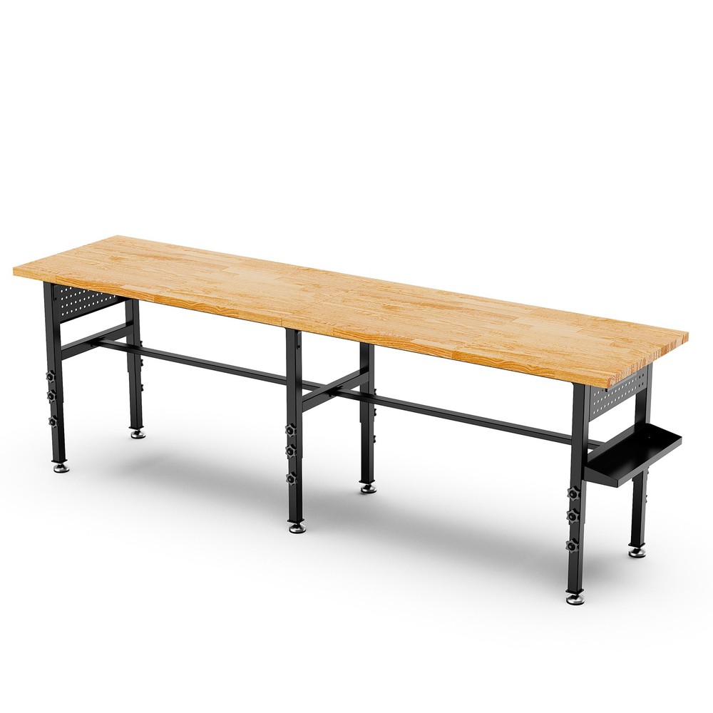 96" Adjustable Workbench with Side Pegboard Adjustable Height Garage Work Table