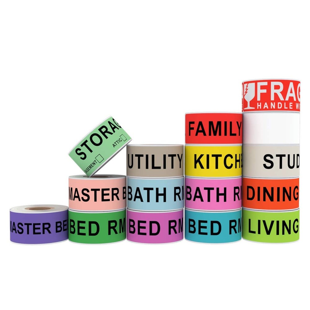 960 Count Home Moving Labels,16 Rolls Different Color Coding Moving Labels fo...