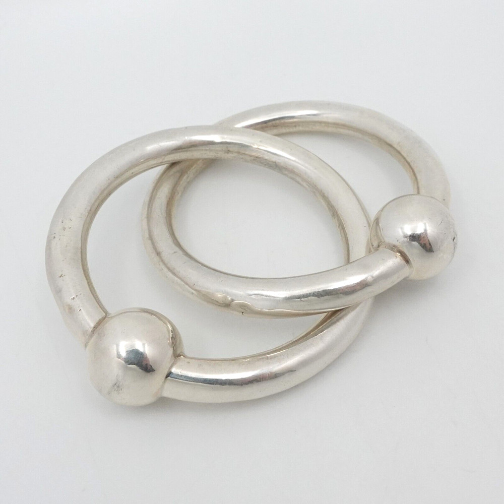 Tiffany & Co. Sterling Silver Interlocking Circles Baby Rattle Box