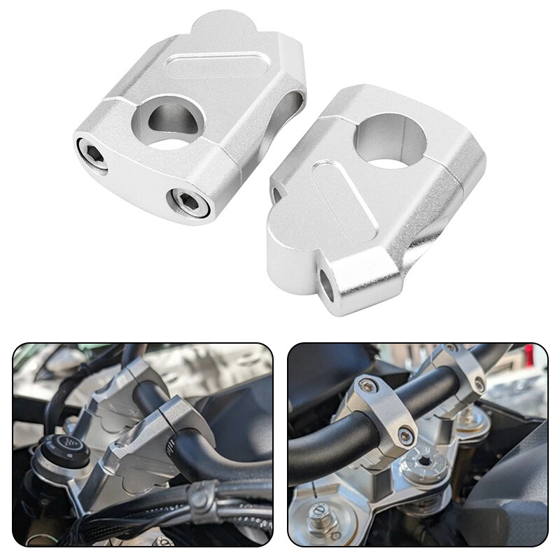 7/8" 22mm Universal Motorcycle Handlebar Riser Bar Riser Clamp Silver
