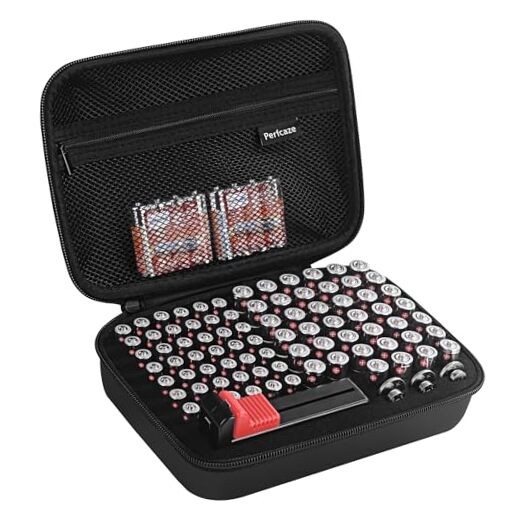 Battery Storage Case for AA AAA Button Cells, Battery Organizer Case, for BLACK