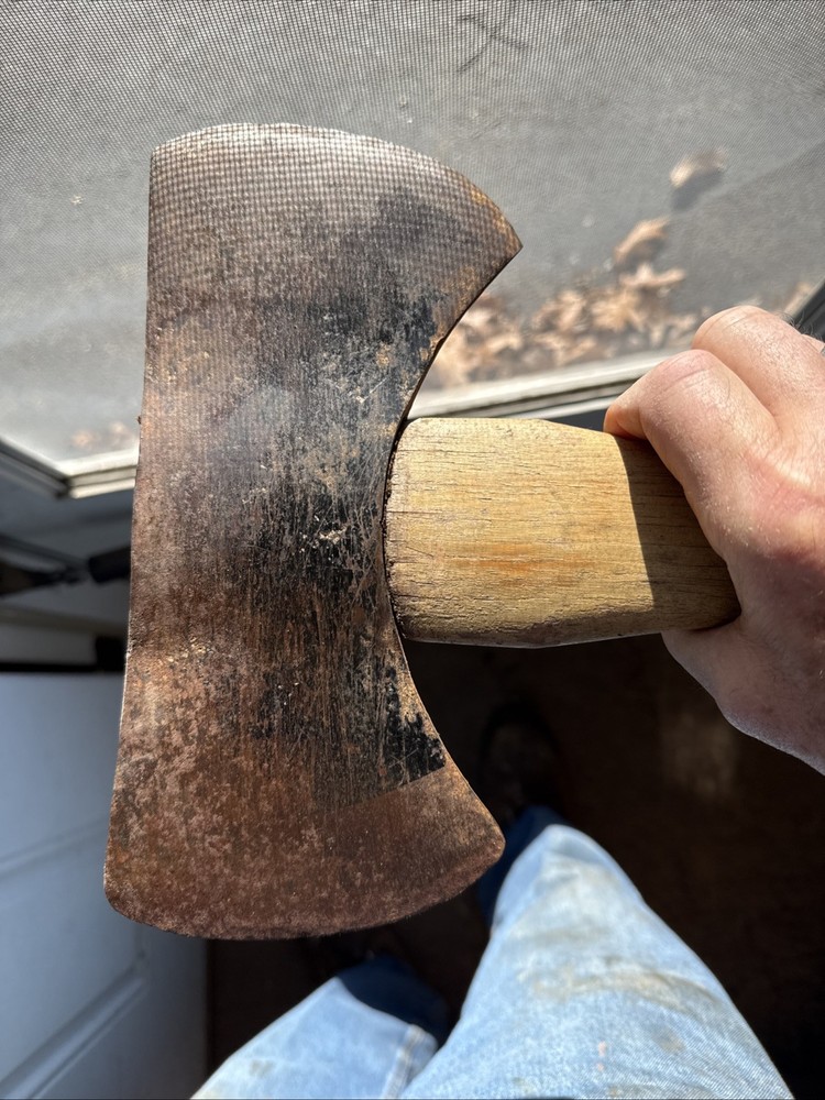 Vintage Double Bit Axe ~ Good 36” Handle ~ Head 10” x 5”