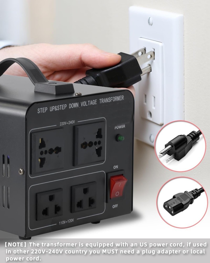 Transformador Convertidor de Voltaje de 1000 W, Elevador/Reductor de Voltaje de