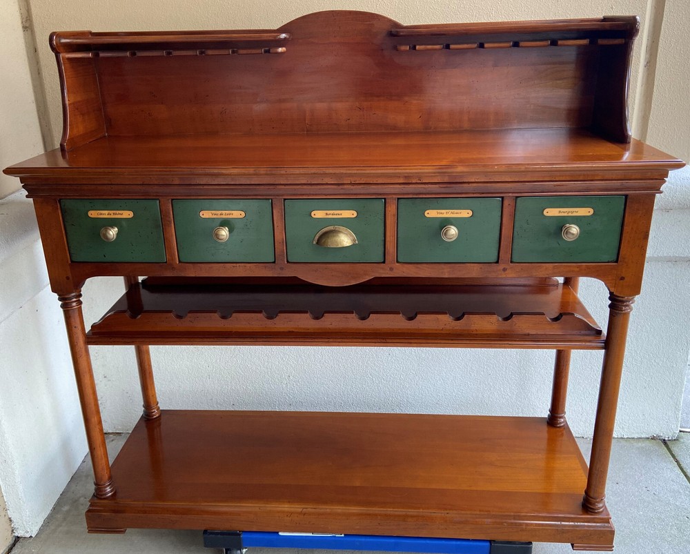 French Solid Cherry Wood Wine Bar, Server, Sideboard, Liquor Cabinet