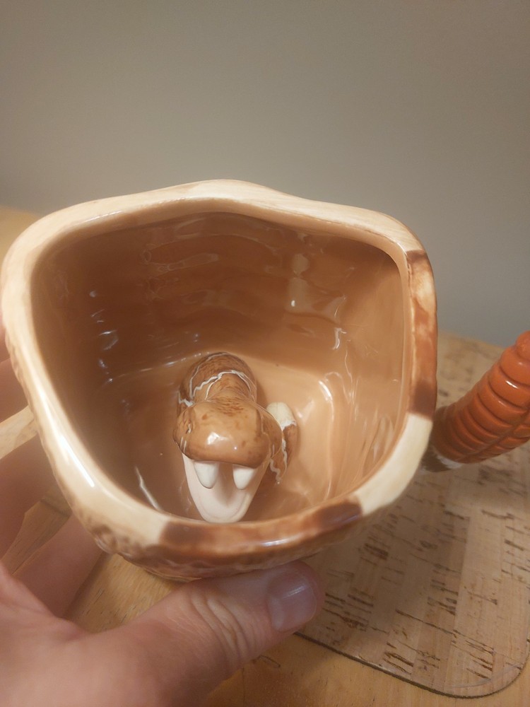 Rattlesnake Mug Ceramic Snake Tail Handle 3D Head Inside