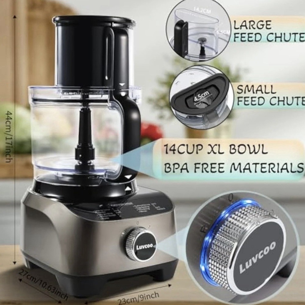 14 Cup Blender & Food Processor Combo – Multi-Function Chopper, Mixer, Grinder