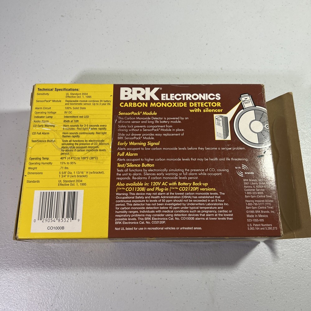 BRK, CO1000B Carbon Monoxide Detector