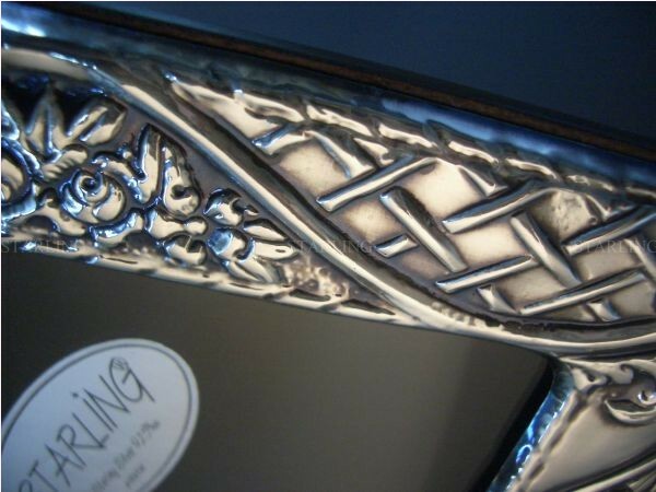 Exclusive Victorian Photo Frame Solid 925 Sterling Silver Mahogany Back-V2