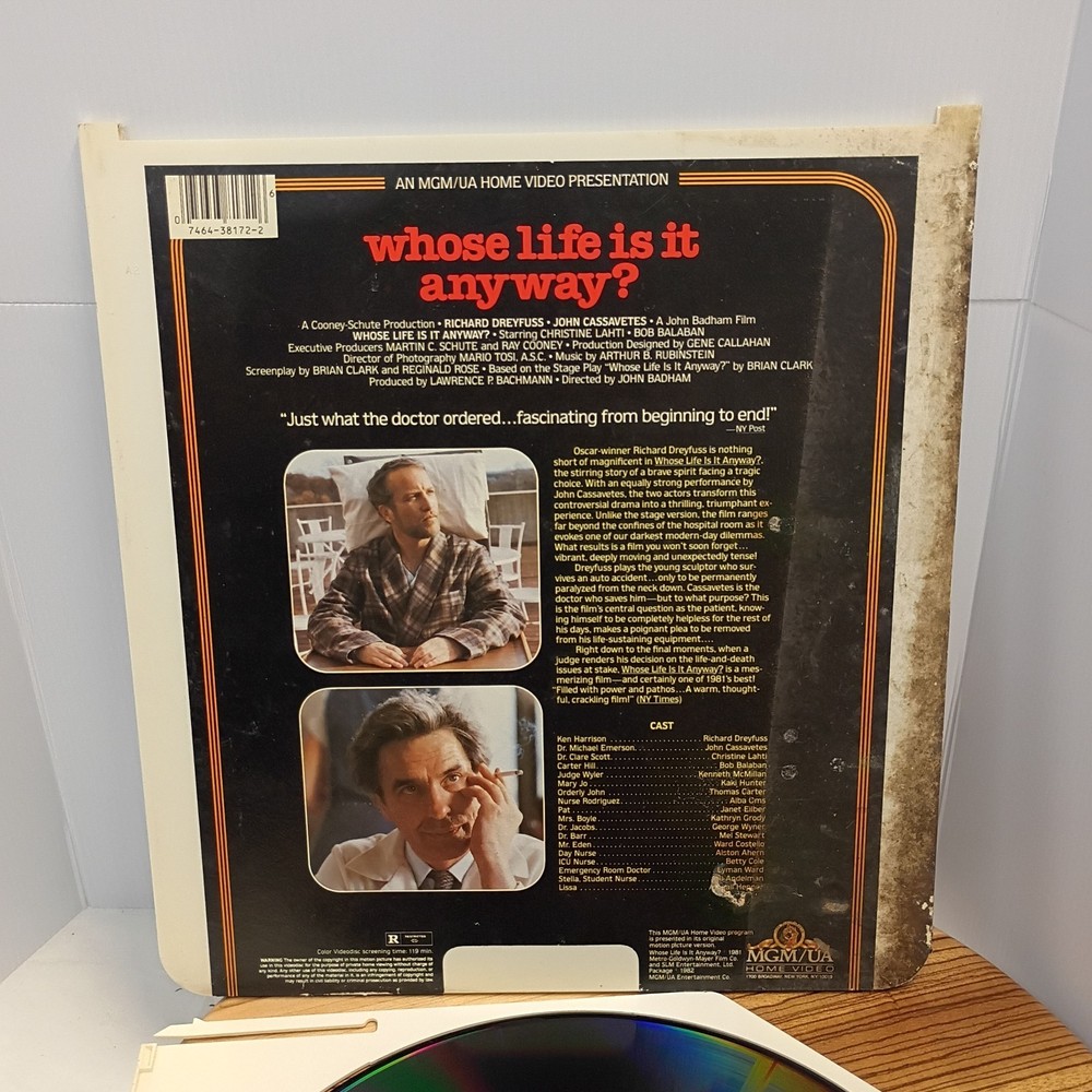 Whose Life is it Anyway? Richard Dreyfuss CED Selectavision Video Disc