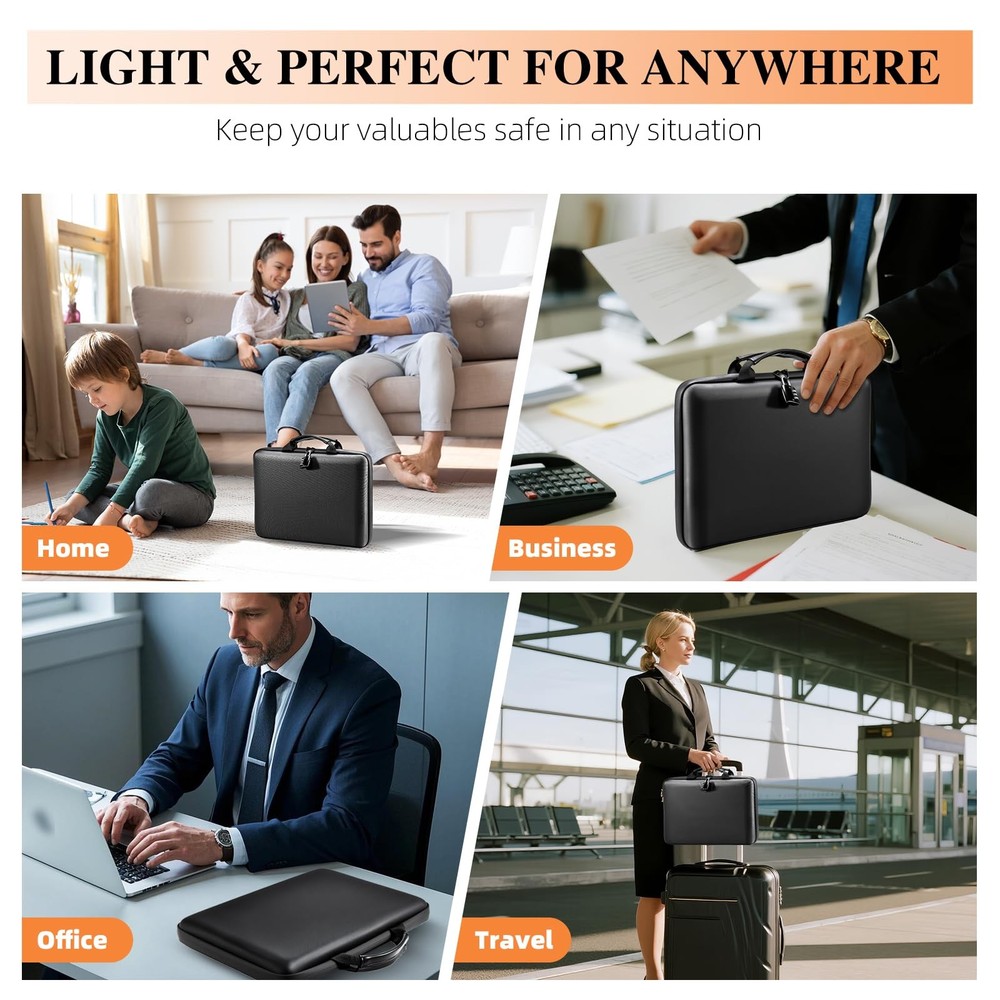 Fireproof Document Box File Organizer: Hard-Shell Case Fireproof Waterproof Box