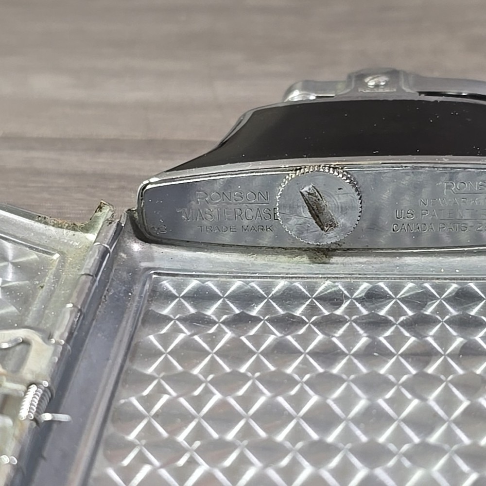 VINTAGE 1940s ART DECO RONSON MASTERCASE LIGHTER & CIGARETTE CASE BLACK Untested