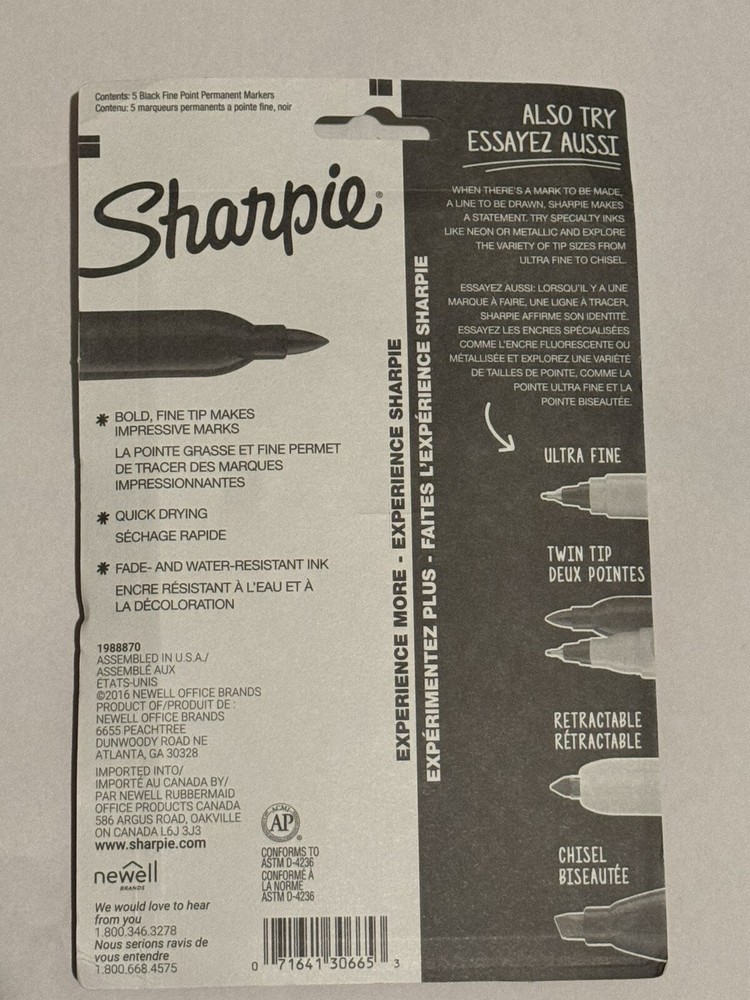 Sharpie Markers 5 Count Fine Tip